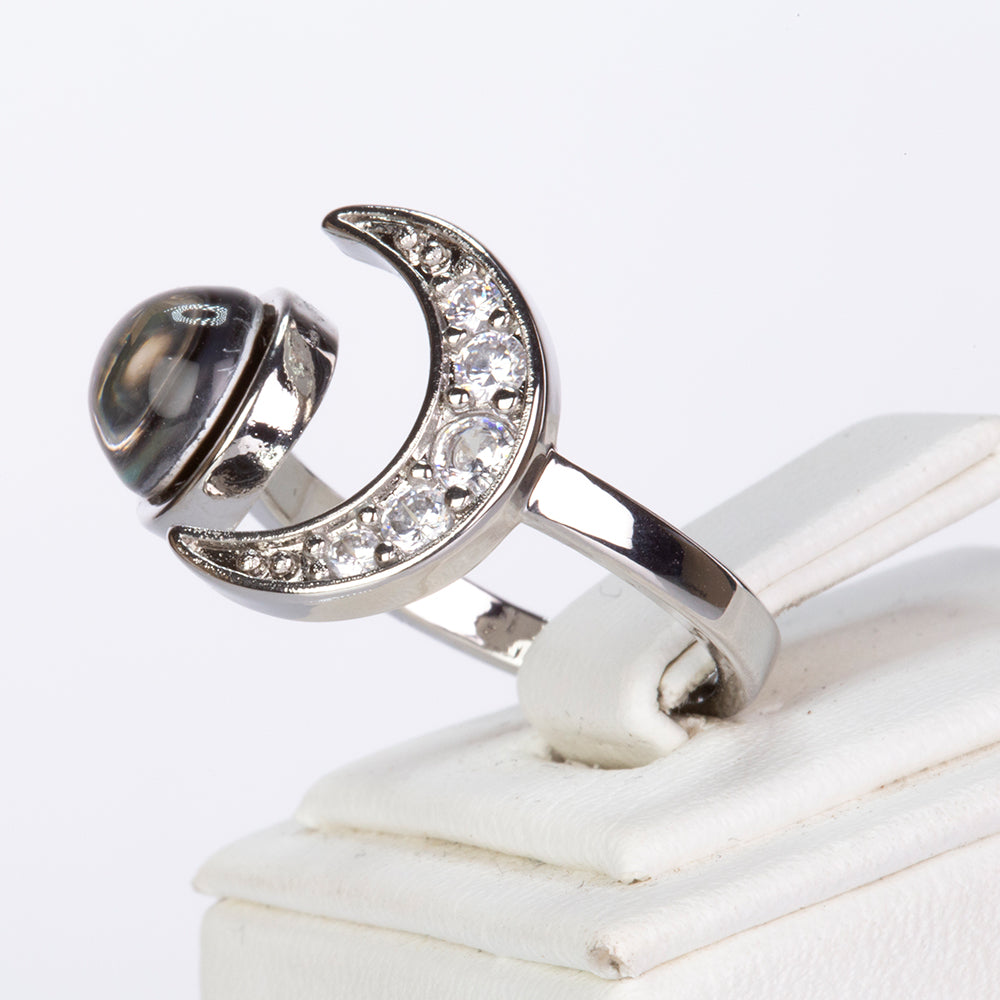 Prsteň s mesačnou energiou s Bielym Emporia® Krištáľom