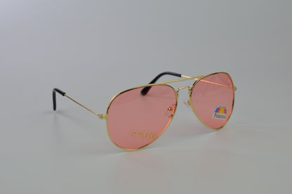 Emporia Italy - séria Aviator "BONBON", polarizované slnečné okuliare s UV filtrem, s pevným puzdrom a čistiacou handričkou, ružové šošovky, obrúčky zlatej farby