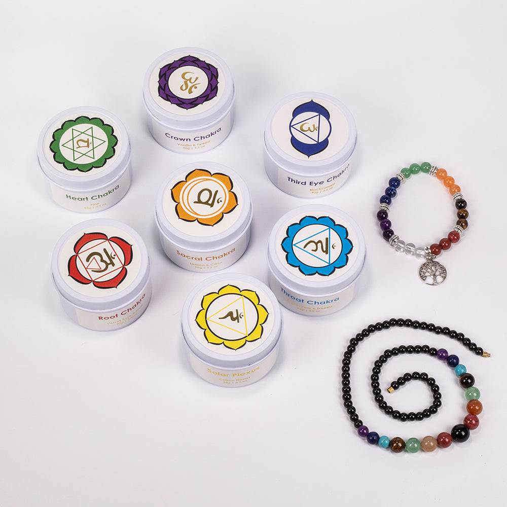 7dielna sada čakrových sviečok Emporia + DARČEK náramok a náhrdelník