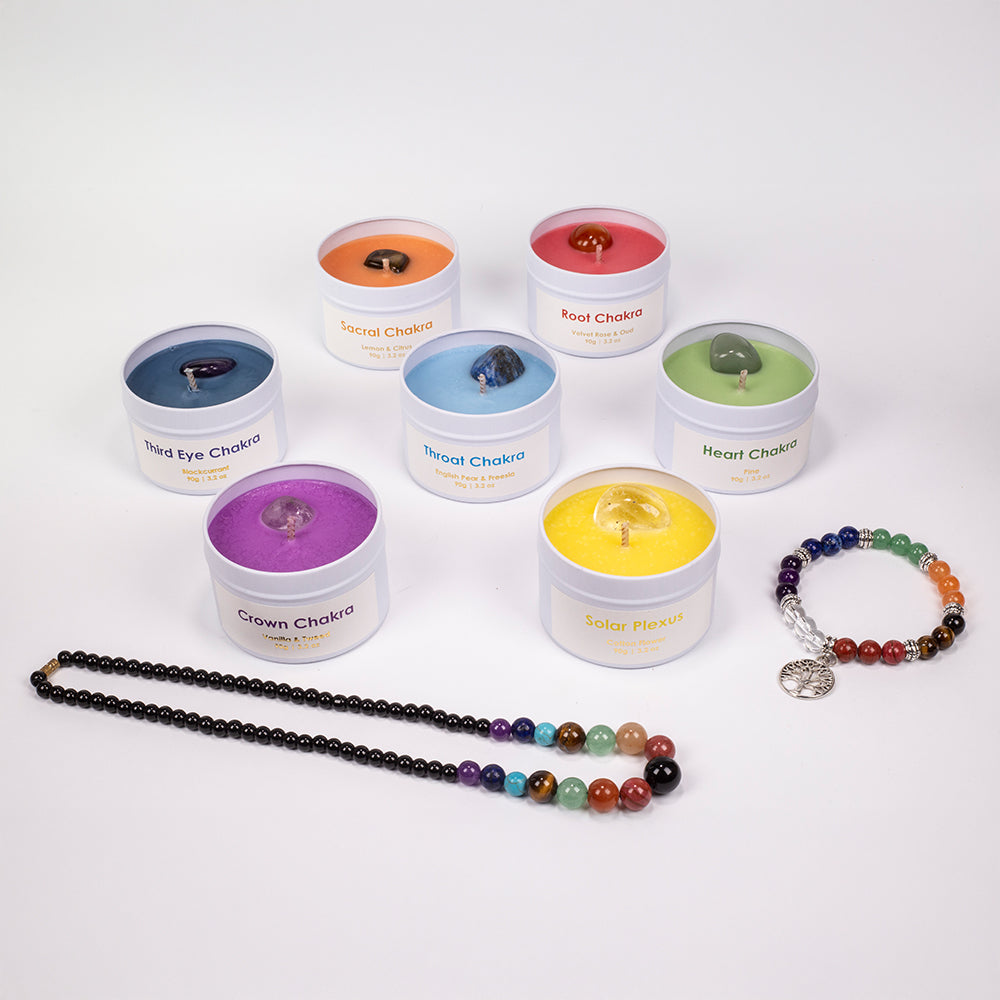 7dielna sada čakrových sviečok Emporia + DARČEK náramok a náhrdelník