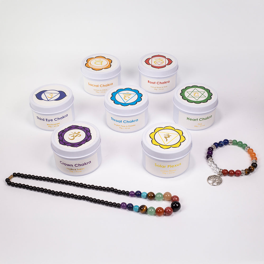 7dielna sada čakrových sviečok Emporia + DARČEK náramok a náhrdelník